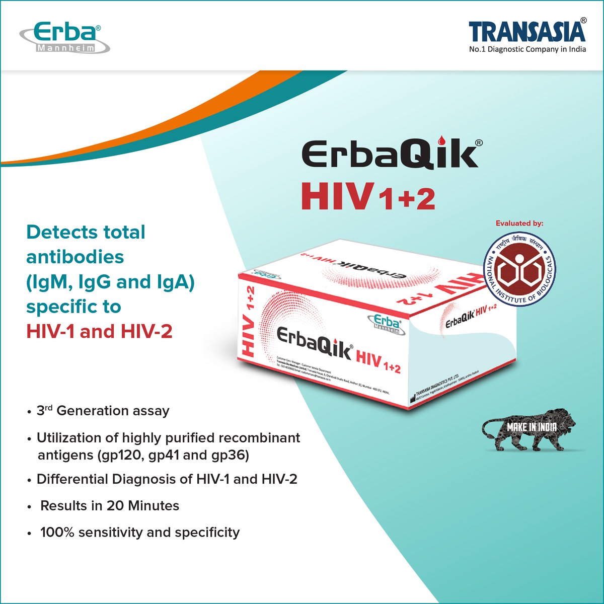 Transasia_1's tweet photo. We at the Transasia-Erba group offer effective range of screening kits for timely diagnosis of HIV.
Learn more on https://t.co/iphYklcRTJ or get in touch: 7304448818.
#IAmTransasia #WeAreErba #clinicalanalysis #laboratoryanalysis #HIVdetection #pathology #IVD #Rapids https://t.co/3iX1ymKlmy