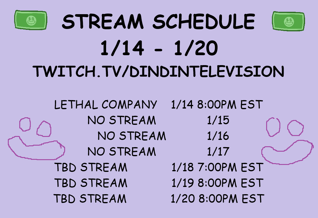 stream schedule for the week!!