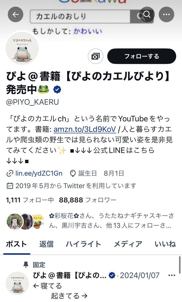 akixfrogman's tweet photo. @PIYO_KAERU
自分のフォロー分を外して強引に1つ戻したケロ🐸 https://t.co/ytWMnvQv8r