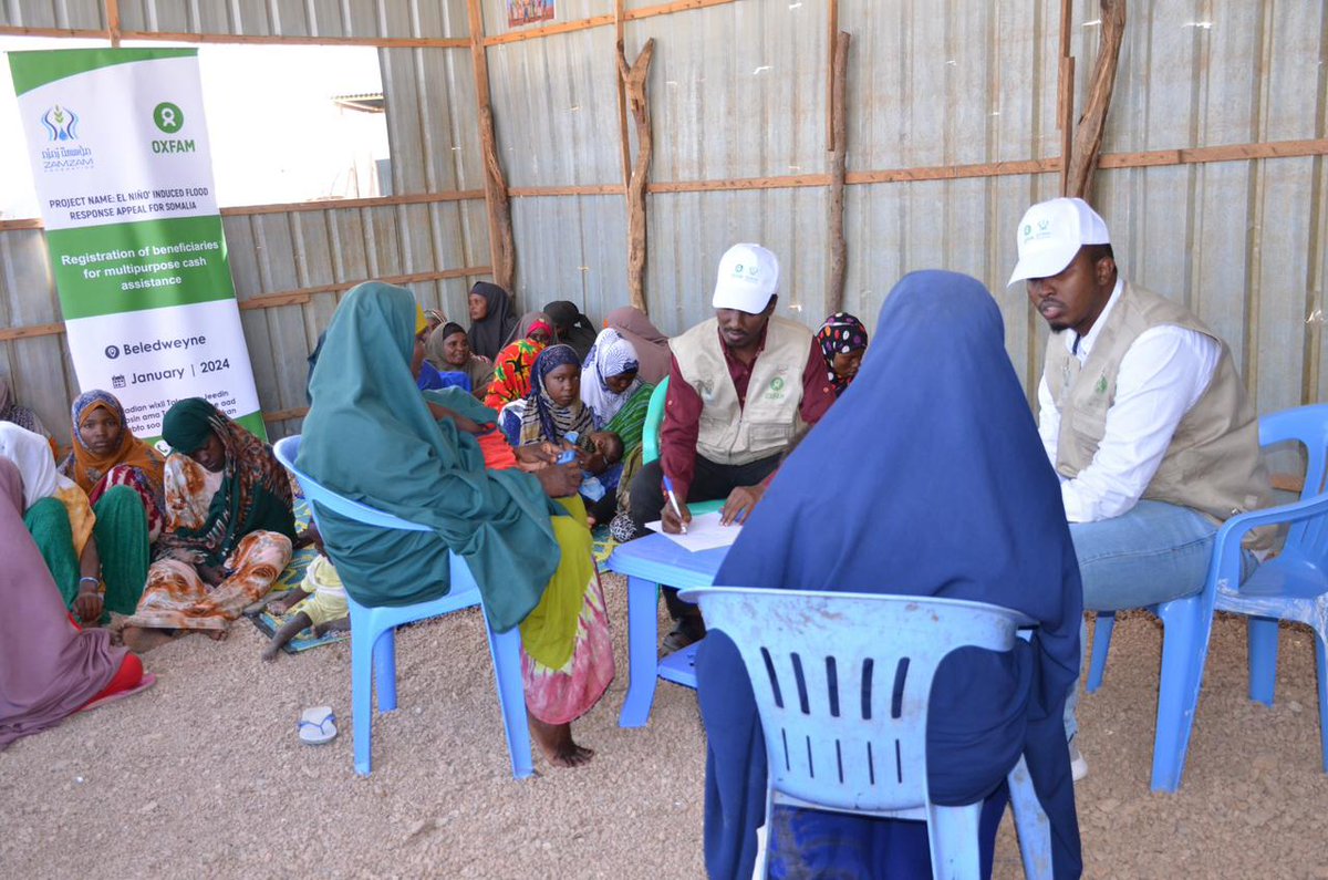 Oxfam Somali (@oxfamsomali) on Twitter photo Oxfam and <a href="/zamzamsom/">Zamzam Foundation</a> have successfully conducted registration activities in Beledweyne and Baardheere. These activities are part of their ongoing project to provide humanitarian assistance to 6000 individuals affected by the El Niño floods. Oxfam and <a href="/zamzamsom/">Zamzam Foundation</a> have successfully conducted registration activities in Beledweyne and Baardheere. These activities are part of their ongoing project to provide humanitarian assistance to 6000 individuals affected by the El Niño floods.