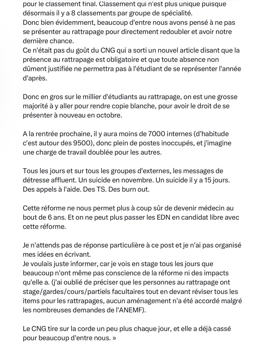 _Bail_Louise's tweet photo. J’espère que vous allez empêcher cette hécatombe qui va entraîner une baisse importante des internes qui sont indispensables aux bons fonctionnement de l’hôpital public. 
Ci-joint un appel de détresse d’un autre 6eme année. 
#EDN #medecine #reforme https://t.co/KhAmLhbY7g