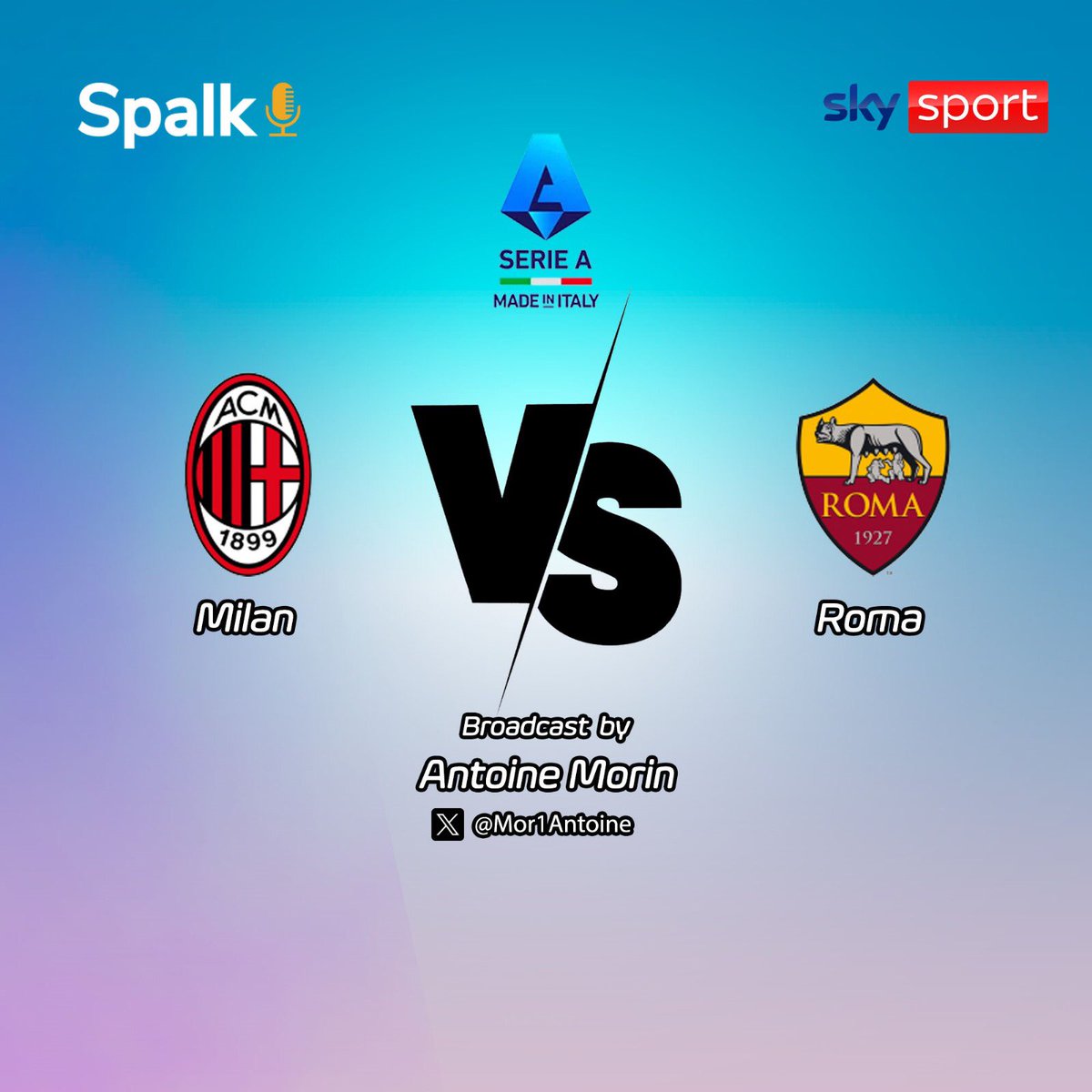 1er choc de la phase retour entre la 2e et la 3e attaque de #SerieATIM On se retrouve avec @tcros dès 20:30 sur @SkySportCH via @SpalkTalk ! Coup d’envoi 20:45 @ACMilanSuisse @ACMilanFRA @ASRomaFRA @ASRomaFrancopho @FraSerieA