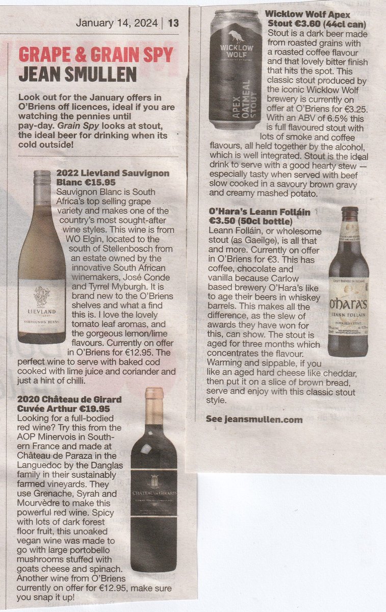 smullenj's tweet image. Grape &amp;amp; Grain Spy recommends a few great bargains currently on offer in O&apos;Briens Wines Beers Spirits.  Not to be missed!