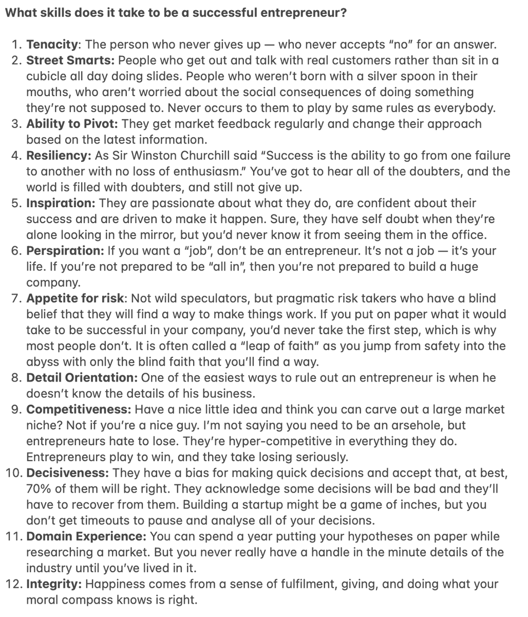 what skills does it take to be a successful entrepreneur? @msuster from a 2009 guest post in Venture Hacks: venturehacks.com/10-skills