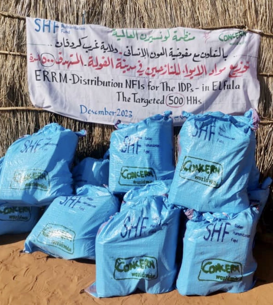 aidwkr's tweet photo. Despite ongoing security challenges in West Kordofan, Sudan the @Concern team delivers desperately needed food supplies to 500 families displaced by the conflict in El Fula, funded through the Sudan Humanitarian Fund @UNOCHA_Sudan #WhateverItTakes https://t.co/MO95ZPofp6
