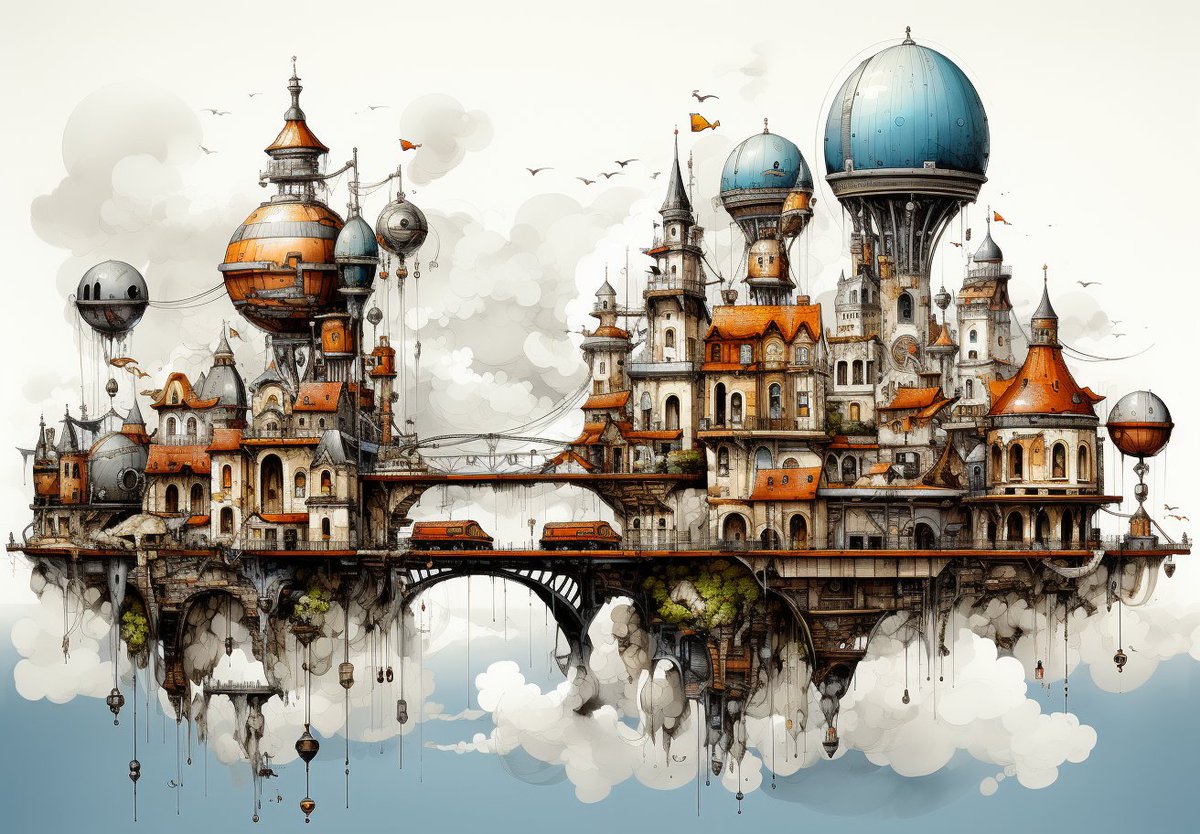 ai_delve's tweet photo. Just another Sunday in Airship City.  

What you all up to today?

I've been out in the sun and catching up on my library of prompts to experiment with.

#AIArtCommunity #AITribe  #GenerativeAI https://t.co/rCuFxTUuKQ