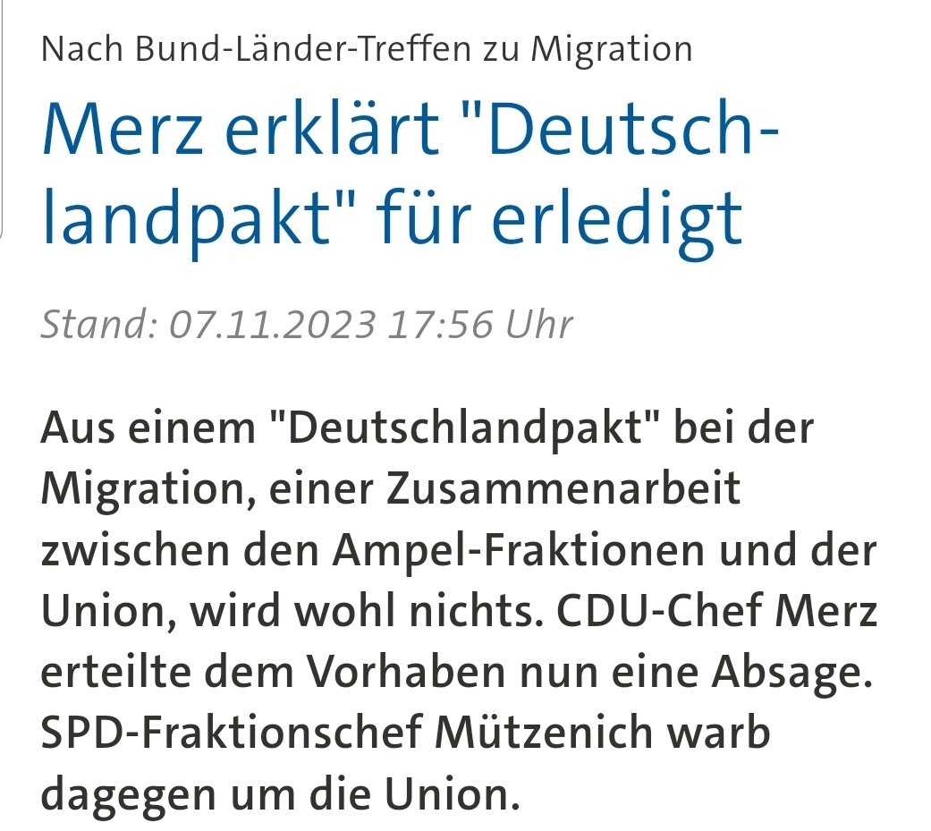 watch_union's tweet photo. Herr #Wüst fordert eine "Allianz der Mitte" um die Migration neu zu Regeln.

Ob der @CDU-Ministerpräsident von NRW ein Kurzzeitgedächtnis hat, oder hat er nicht mitbekommen,  dass sein Vorsitzender Herr #Merz solchen Gesprächen erst im November eine Abfuhr erteilt hat?
/PM https://t.co/gxRORgAEvb