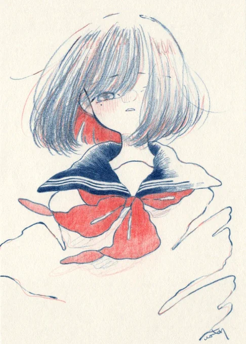 #何だっていい過去作品を掲載するチャンスだ  赤青鉛筆で描いた子たち