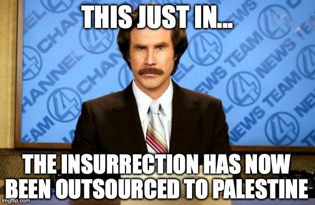 ilikepatterns's tweet image. Breaking news....due to lack of viewer interest the insurrection has been outsourced to Palestine.