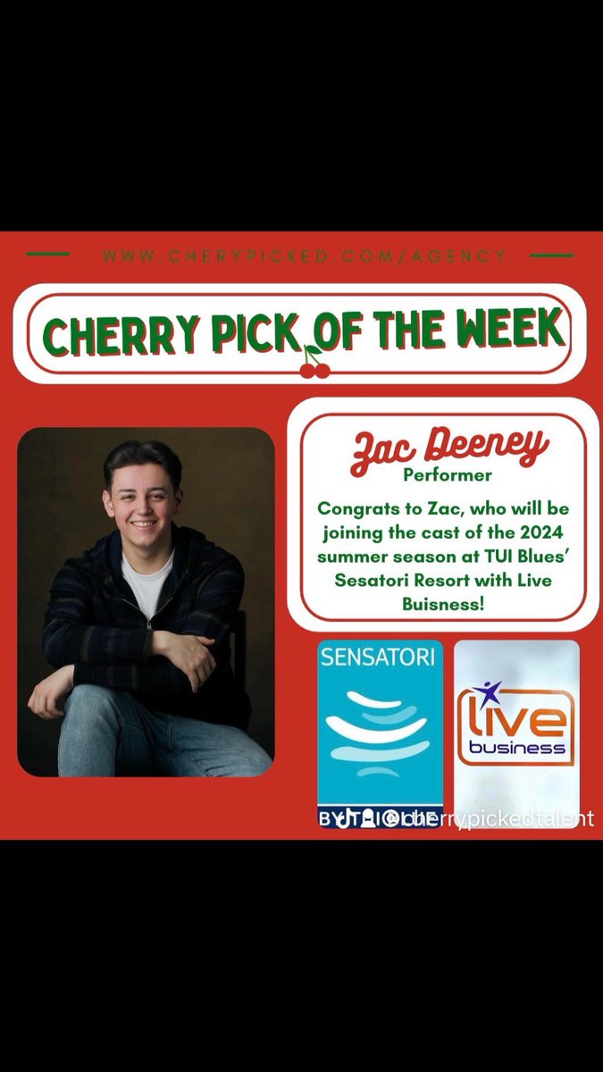 Well done to @zacdeeney_mt who was given an offer this Tuesday evening to start a contract Wednesday morning ! A true trooper and we are super proud!✨🍒

#cherrypickoftheweek #cherrypickedtalent #talent #agent #agency #acting #singing #dancing #dance #music #talentagency