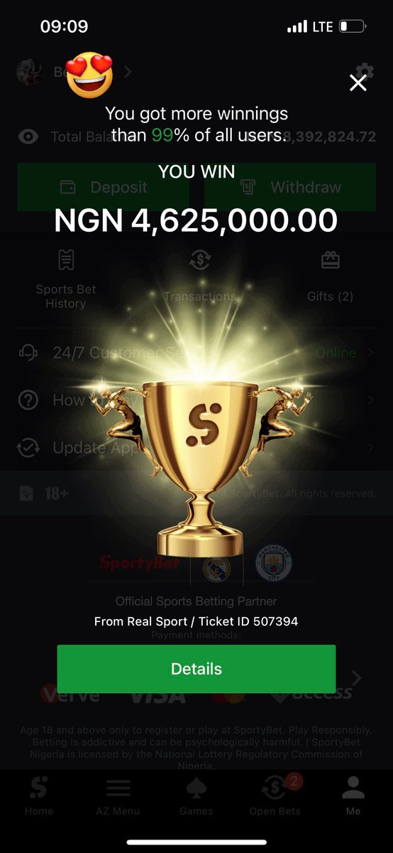 BlessingGives's tweet image. N4.6m Cashout from Sportybet 💰🧘💼

Let’s share the 600k at the back!! First 2,000 Retweet, Like &amp;amp; Follow gets 10K Each 🤗✅❤️