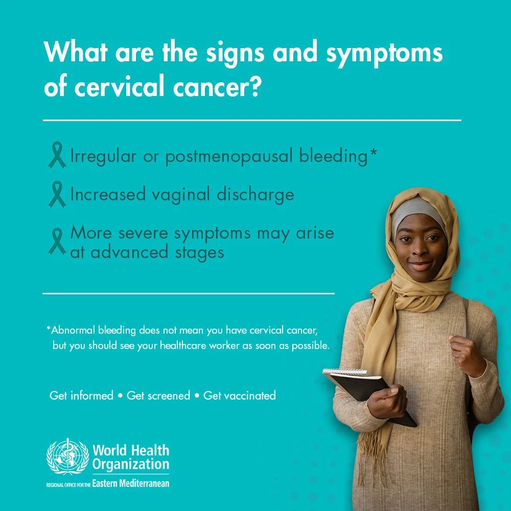 Here are some sign & symptoms of Cervical Cancer ✨ Irregular bleeding ✨ Vaginal Discharge Etc #HerReasonForBeing #BelowtheBeltCancer #EmpowerYourHealth #GynCancer