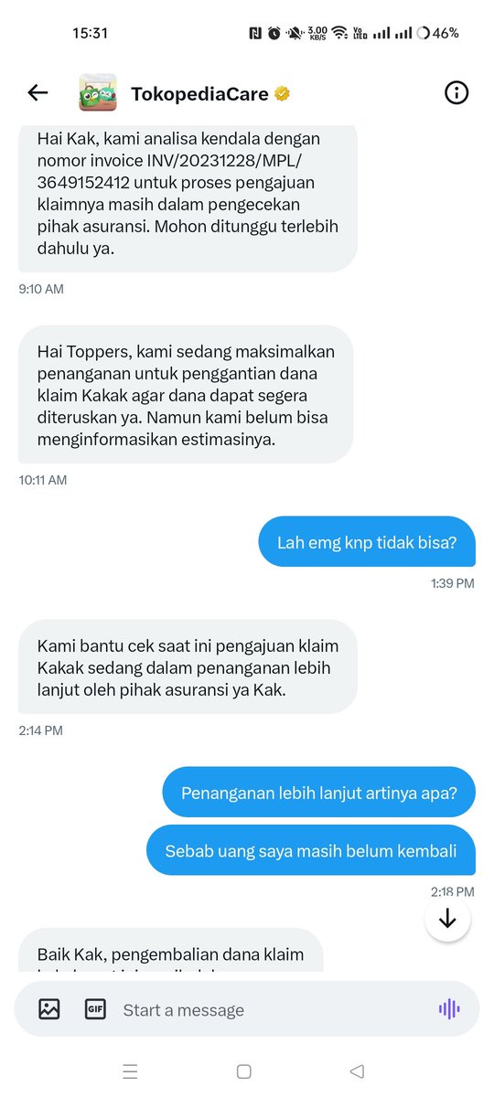 hyoyeonaddict's tweet photo. "Namun kami belum bisa menginformasikan estimasinya."..

Kenapa tidak bisa @tokopedia @TokopediaCare ? Emang tidak ada SOP nya? Konsumen ditelantarkan loh ini? Bukan uang kecil loh ini? ANEH BANGET TOKOPEDIA ?

#lelucon https://t.co/p9C4KMAaRk