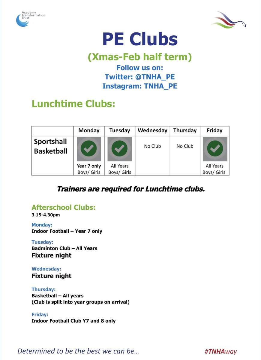 Happy New Year to you all! Check out our clubs for this first term in 2024! #sitlessmovemore