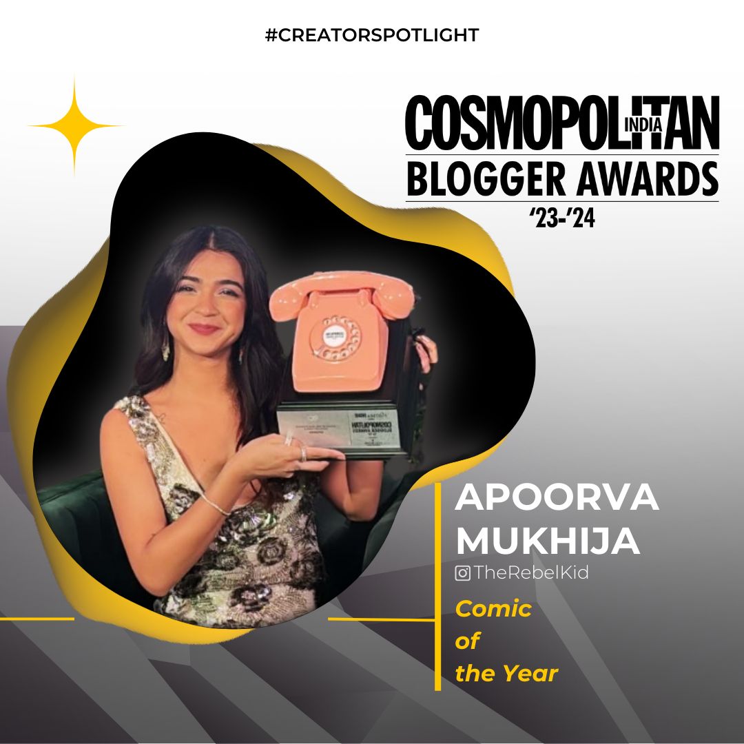 BigBangSocl's tweet photo. A round of applause for the charismatic Apoorva Mukhija, crowned as @CosmoIndia's 'Comic of the Year'! Editor's Choice, because who else could bring such laughter and joy to our lives? 🎉 https://t.co/tQgJTAlrB7