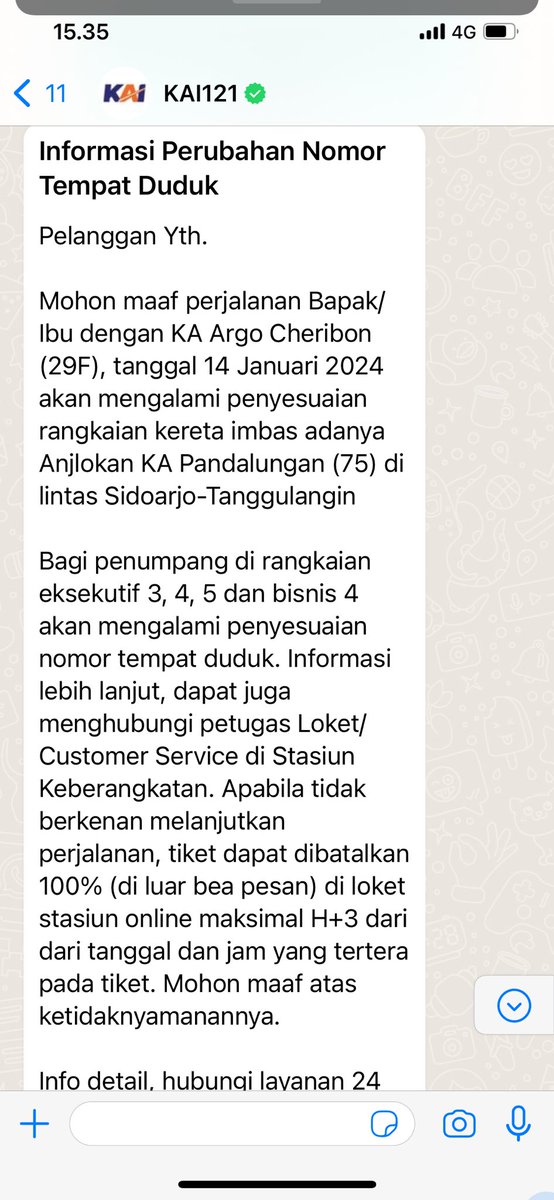 Roberth_MVD's tweet photo. Dimaafkan atas ketidaknyamananya @KAI121 tetapi jadikan buat catatan perbaikan di kemudian hari ya..pemesanan via KAI Access tapi saat perubahan seat yang dilakukan oleh KAI, saya harus datang langsung ke loket untuk bertanya. Yang merubah bukan saya tapi KAI.. https://t.co/AxPR9kH2a8