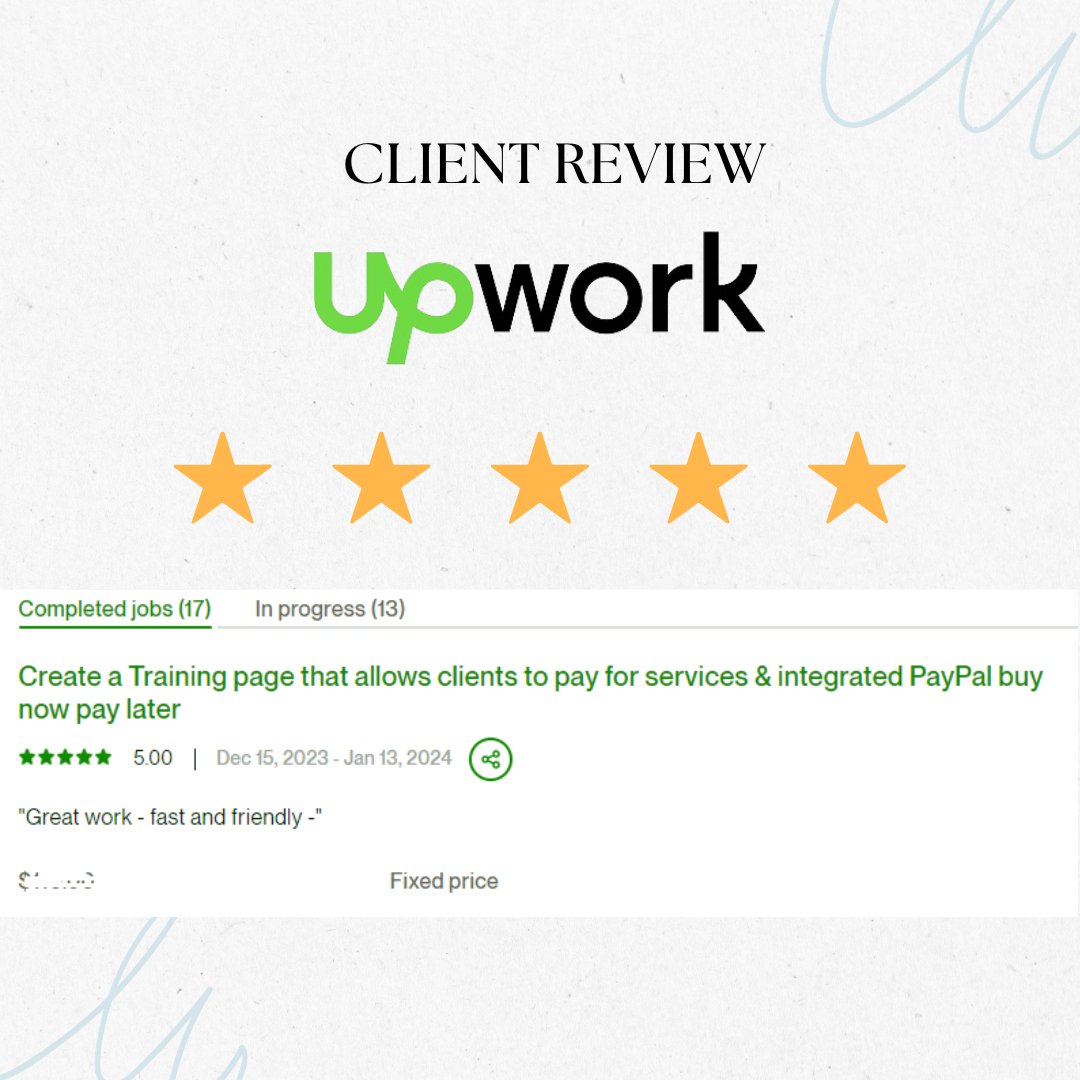 📷 Another 5-star review on Upwork! 📷 Thrilled to have delivered top-notch results for my client! 📷 Grateful for the trust and excited for more projects together. 📷 My Upwork Profile Link: upwork.com/freelancers/~0… Let's keep rocking it! 📷 #UpworkSuccess #FiveStars \