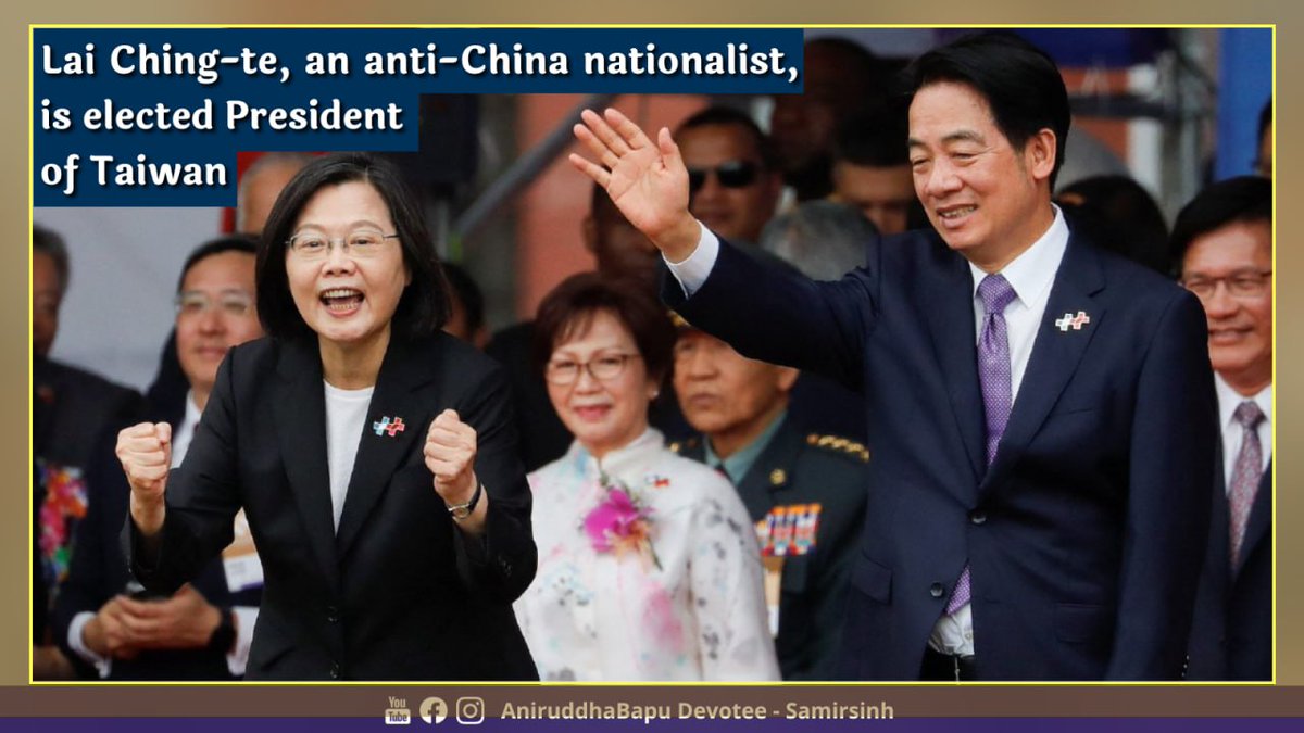 samirsinh189's tweet photo. #LaiChingTe of #DemocraticProgressiveParty (DPP) elected #Taiwan President. DPP advocates close ties with India, and @ChingteLai has nationalistic, #AntiChina views. Similar to election results from Bangladesh & Bhutan, this is another major setback to China & its war-mongering. https://t.co/4u14r9ys6V