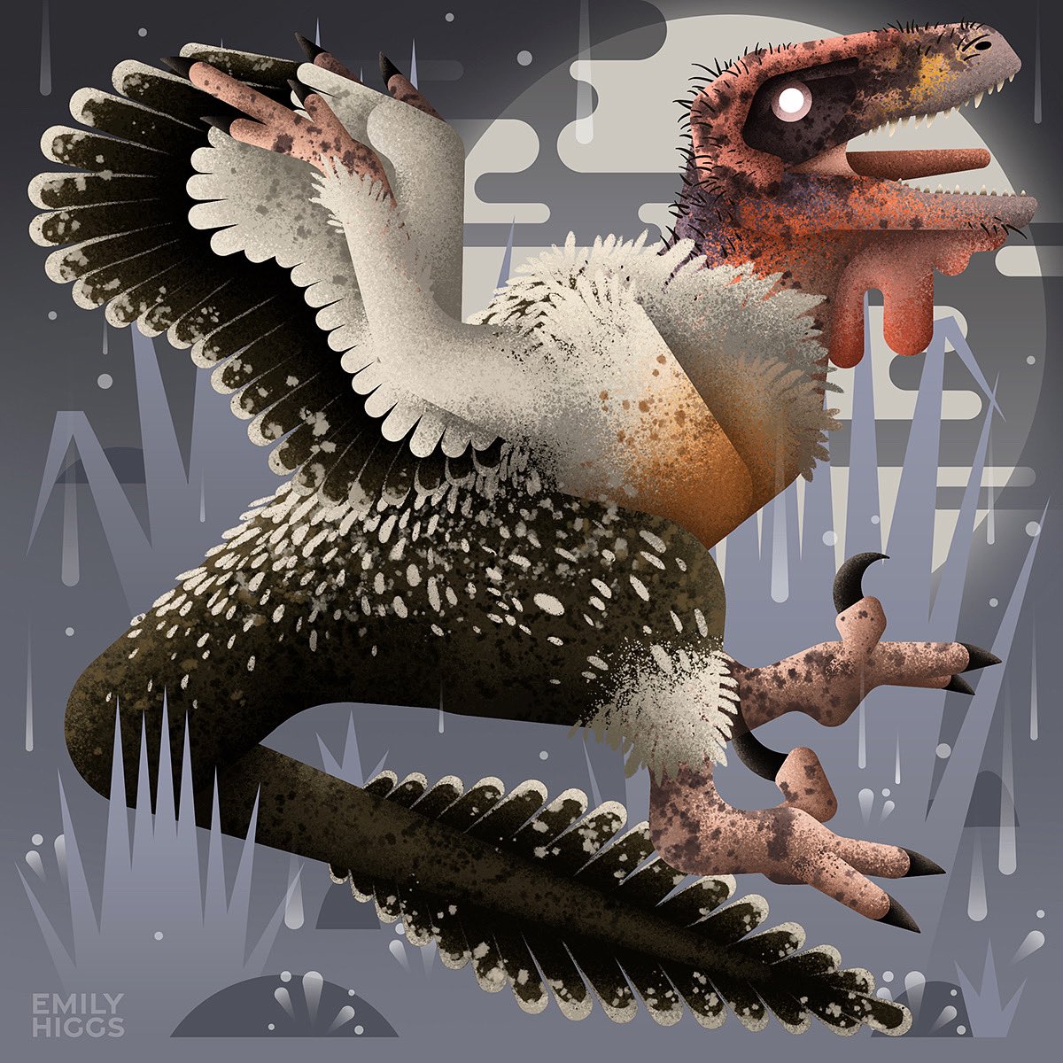 Utahraptor ~ Utah predator 🇺🇸🦅
.
I’ve based my design off of the idea that this big predator would be sticking its head instead the carcasses of large dinosaurs, so, like vultures, its head would be feather-less to make cleaning easier 🪶