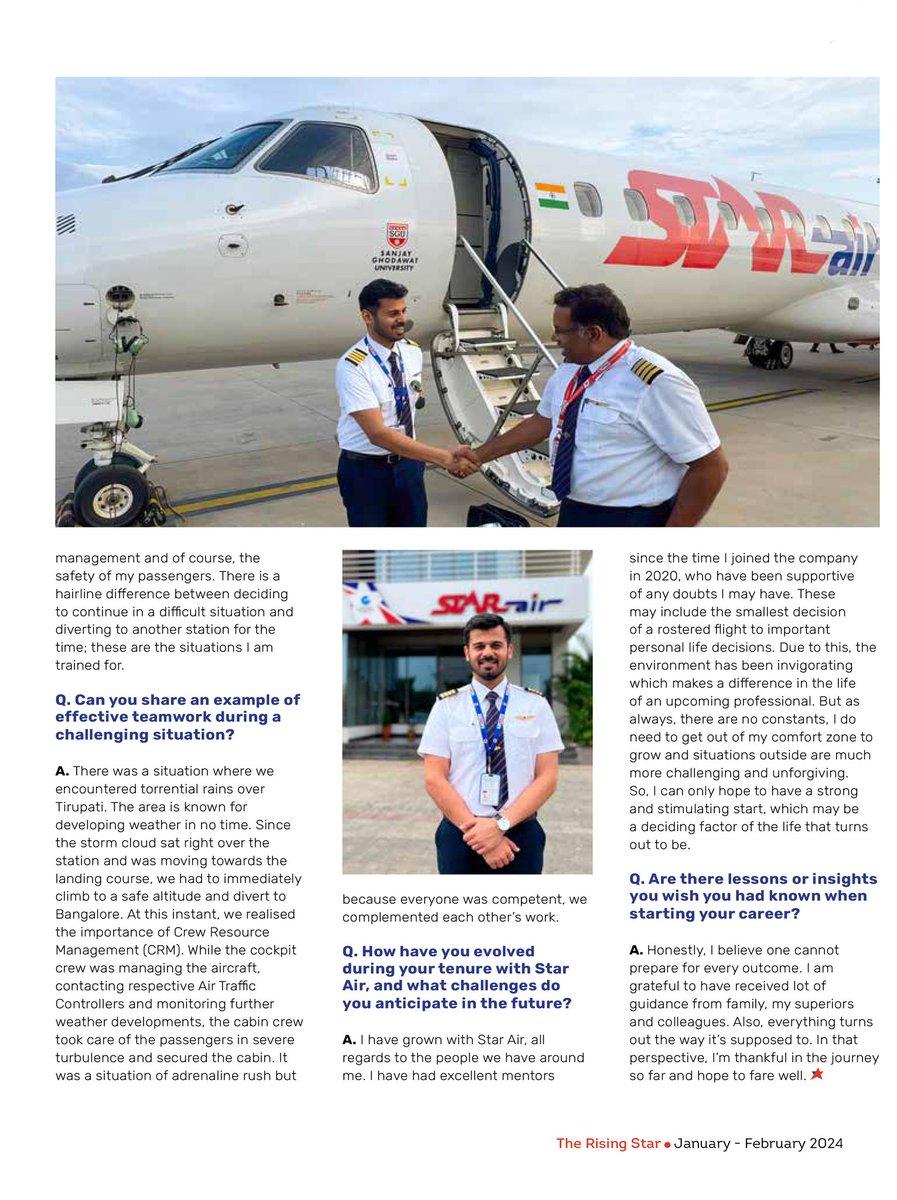 OfficialStarAir's tweet photo. Right seat to left seat, in 3 years! Karan Gera joined Star Air in December 2020 as a First Officer and was recently promoted to Captain, in what may be the fastest transition from a First Officer to Captain in the country.
#KnowYourCrew #ConnectingRealIndia #StarAir #Embraer https://t.co/wPl3xdcwHY