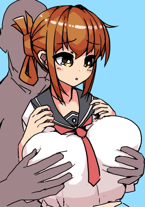 お題箱 提督に揉まれすぎて胸が巨大になった電とその数ヶ月後ついに胸が上半身よりも大きくなる2枚絵をお願いしますm(_ _)m(電は恥ずかしいけど認めている的なのでお願いします)

セリフ考えられなかったので各自で考えてください 