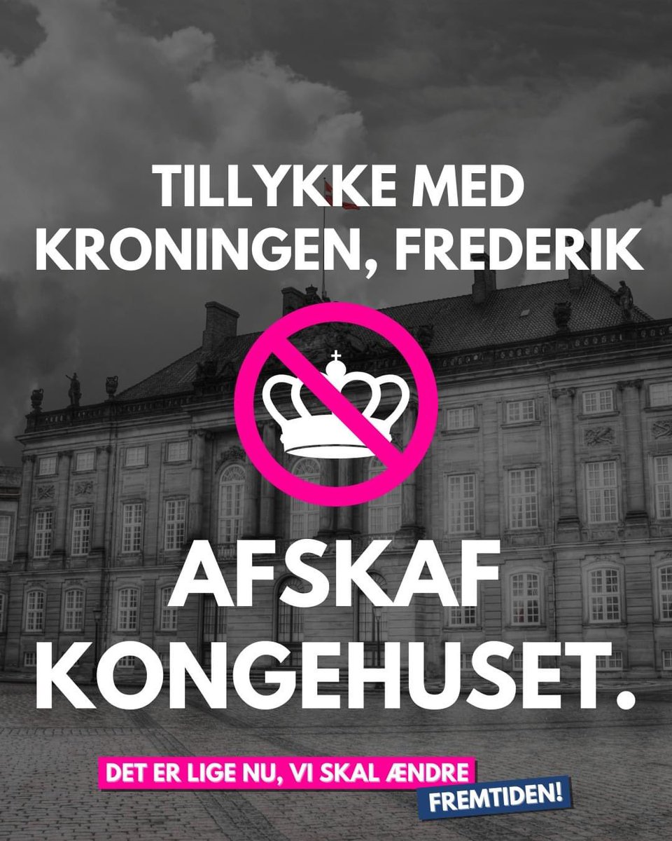 radikalungdom's tweet photo. Nedarvet magt hører ikke til i et demokrati. Afskaf Kongehuset. #dkpol https://t.co/volCOv5Wcm