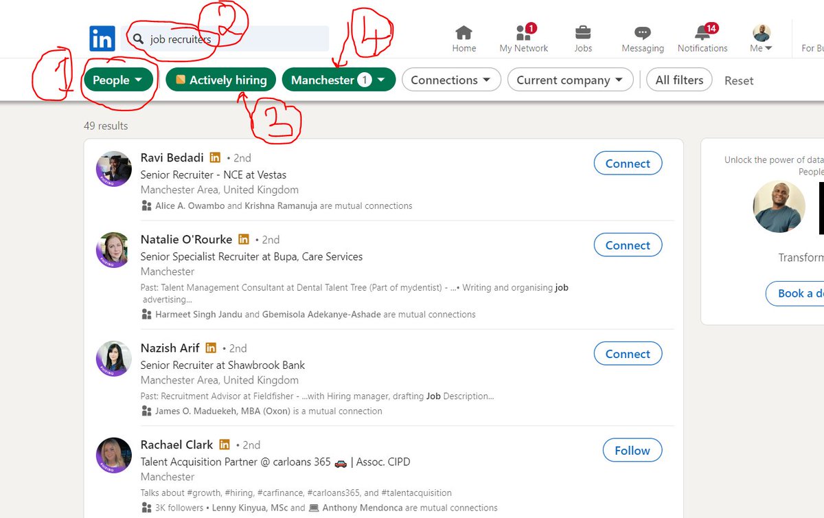 IamDennisOtieno's tweet image. Do you want to get a job via Linkedin? Do not just go for the advertised jobs. Instead, do this!
Search using the words "Job recruiter". Use "People" as a serch criteria. Then change the "location" to match your city. Lastly, click the "actively recruiting" button to only…