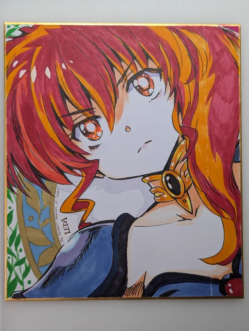 こっちのレダの手書き色紙は、最後の全体の抽選会(じゃんけん)に出します。入手条件は500円で入場するだけ。ぜひ、最後までイベントを楽しんでいってくださいね(会場で何か描けたら、それも抽選に出します)#美少女パラダイス3 