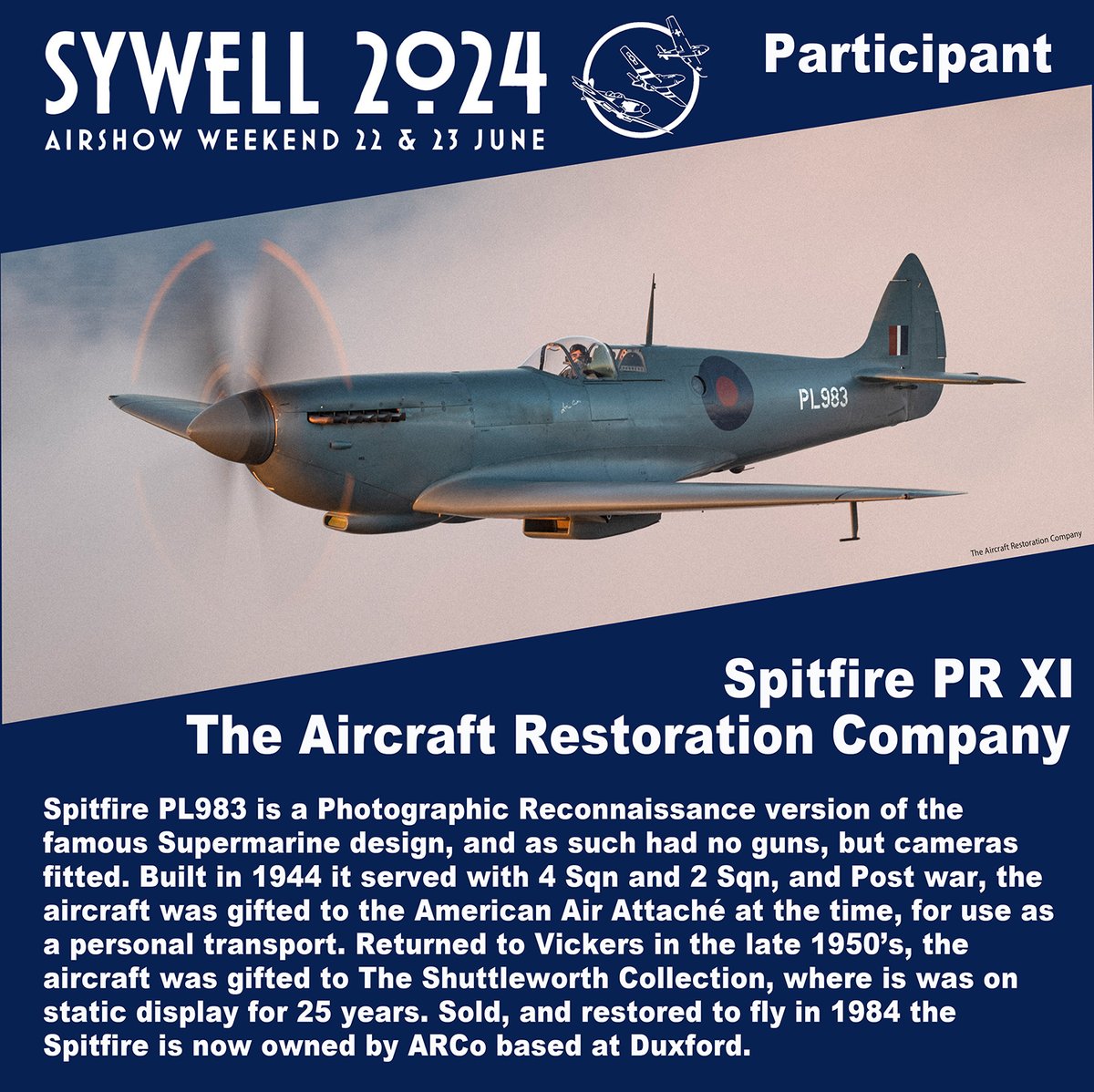 Sywell 2024 (@sywell2024) on Twitter photo Happy Sunday everyone! Let's start today with another Spitfire, but one without guns for a change! The Aircraft Restoration Company PRIX will be coming to #sywell2024. <a href="/UltimateWarbird/">UltimateWarbirdFlights</a> <a href="/SywellAerodrome/">Sywell Aerodrome</a> 📷 Aircraft Restoration Company Happy Sunday everyone! Let's start today with another Spitfire, but one without guns for a change! The Aircraft Restoration Company PRIX will be coming to #sywell2024. <a href="/UltimateWarbird/">UltimateWarbirdFlights</a> <a href="/SywellAerodrome/">Sywell Aerodrome</a> 📷 Aircraft Restoration Company