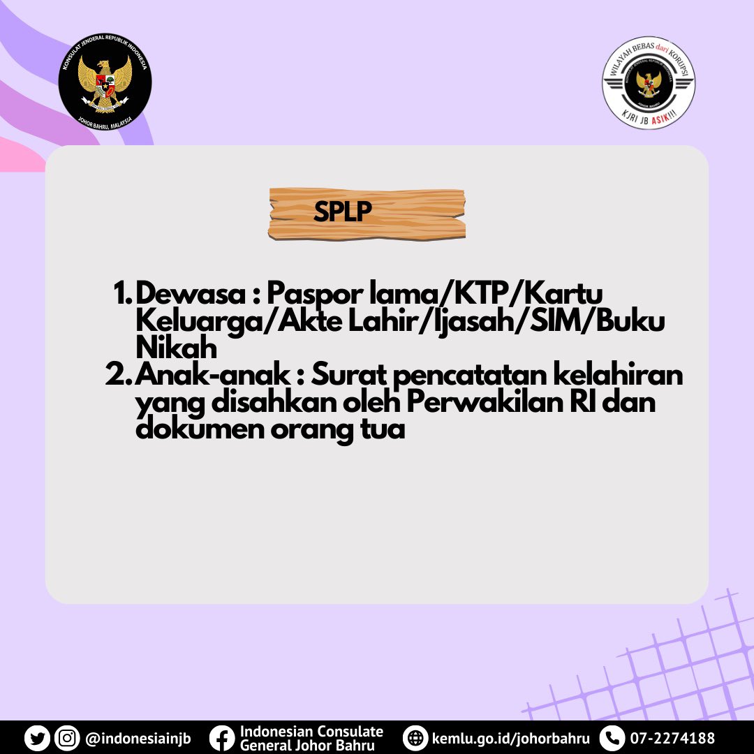 indonesiainjb's tweet image. Informasi perubahan jadwal STO layanan Paspor Regulera dan SPLP 

#kjrijohorbahru 
#paspor 
#splp 
#zonaintegritas 
#negaramelindungi