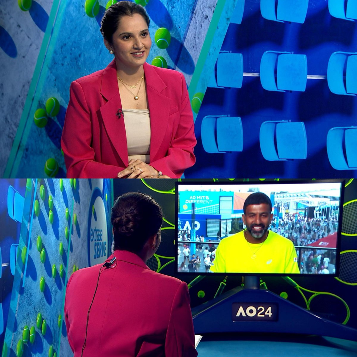 A bit of serve and tell with @MirzaSania and @rohanbopanna 😃 🎾 Catch the interview tonight on #ExtraaaServe only on the #SonySportsNetwork 📺 🙌 #AustralianOpen #SlamOfTheGreats #AO2024 #AusOpen