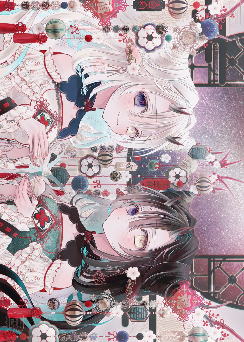 「双龍と初星の宴 」|千葉めぐむのイラスト