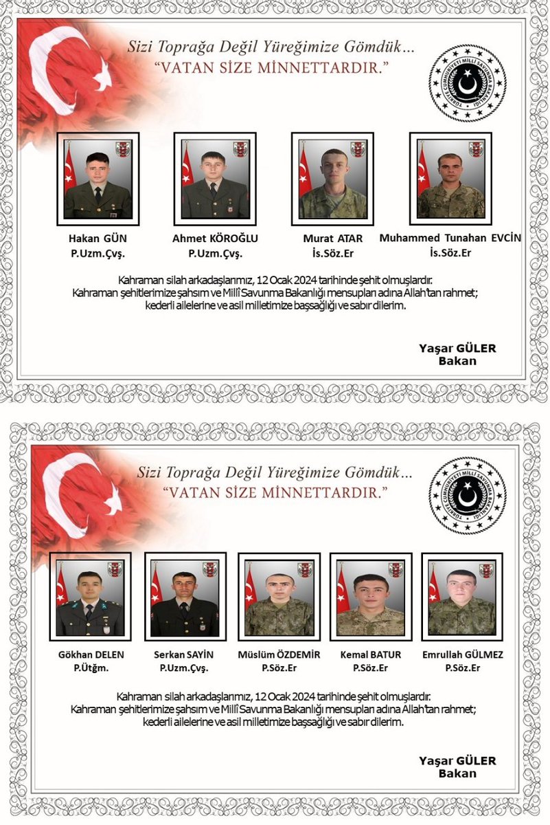 MNevzatAlgan's tweet photo. Kahraman şehitlerimize Allah'tan rahmet kederli ailelerine ve milletimize başsağlığı dilerim. https://t.co/ijWaW1ywF8