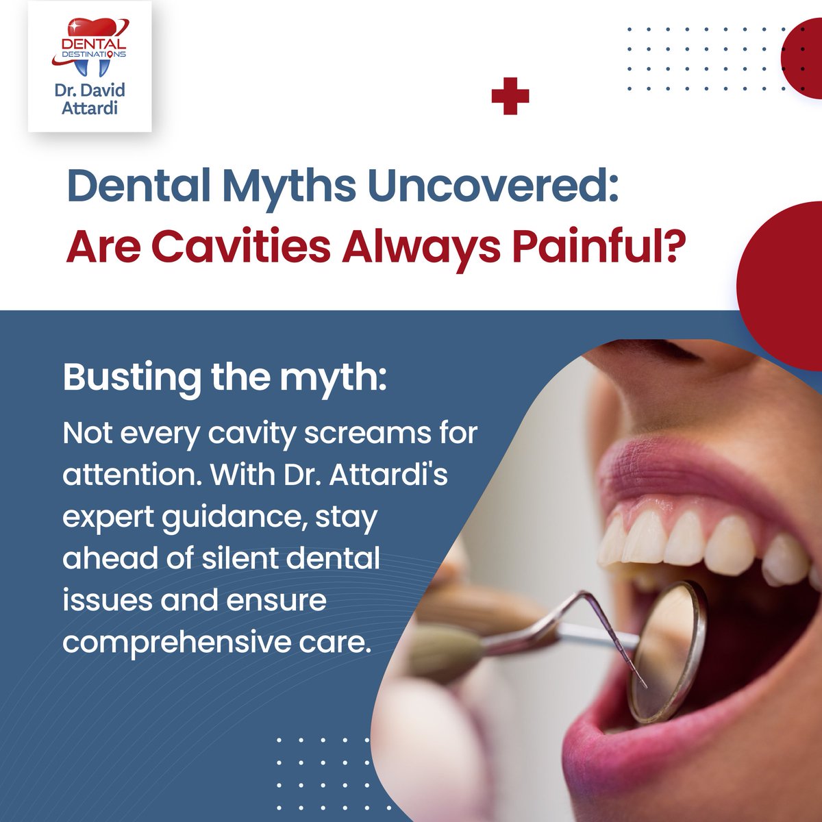 attardidav's tweet photo. 🔍 Demystifying Dental Myths: Are Cavities Always Painful?
Let's set the record straight: Not every cavity announces itself with pain. With Dr. Attardi's expert guidance, stay informed about silent dental issues &amp; ensure comprehensive care. 🦷 #DentalMyths #OralHealth #DrAttardi https://t.co/chz02ue3Pb