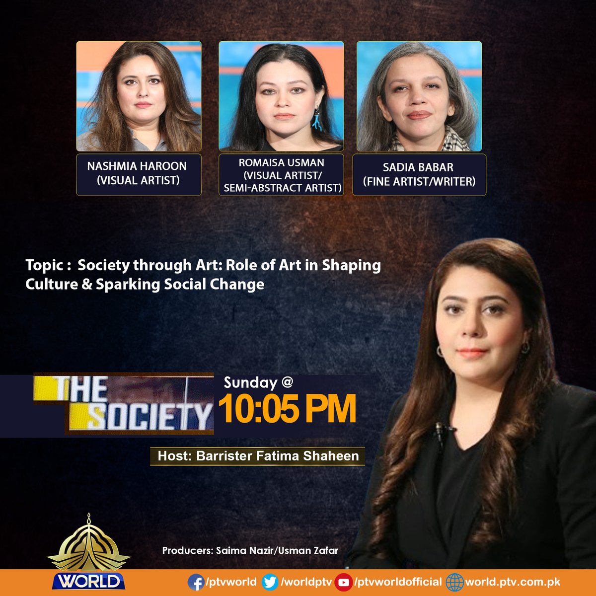 Watch Program The Society tonight @ 10:05PM on PTVWorld @fatimashaheen14