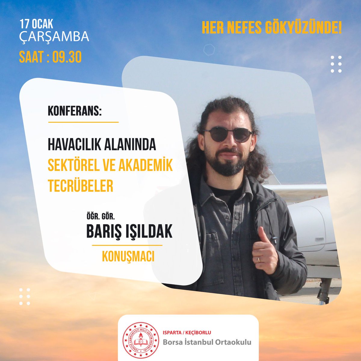 17 Ocak Çarşamba günü saat 09.30'da "Havacılık Alanında Sektörel ve Akademik Tecrübeler" konulu söyleşi gerçekleştireceğiz. Davetlisiniz. ✈️ 

#HerNefesGökyüzünde