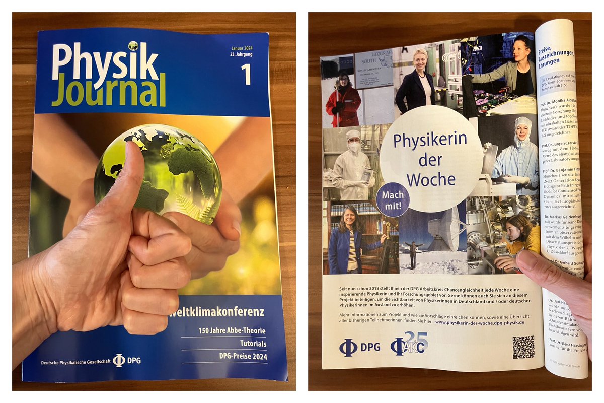 I am so thrilled 😍 - My #PhysikerinderWoche initiative, a DPG project to regularly highlight German #womeninphysics, has again been highlighted in the @PhysikJournal - More about the project & how you can participate 👉 dpg-physik.de/vereinigungen/…