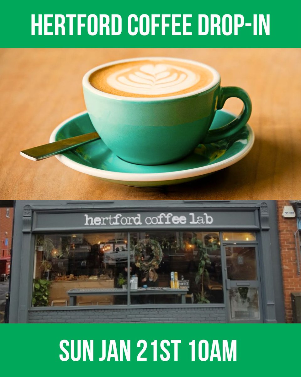 EastHertsGreen's tweet photo. Join us for coffee, cake and chat at this informal drop-in event.
Hertford Coffee Lab, 6 Bull Plain, Hertford, Hertfordshire, United Kingdom.
Sunday Jan 21st at 10am.
#teaandcake #coffeeandcake #greenchat https://t.co/OpMN6vzVHp