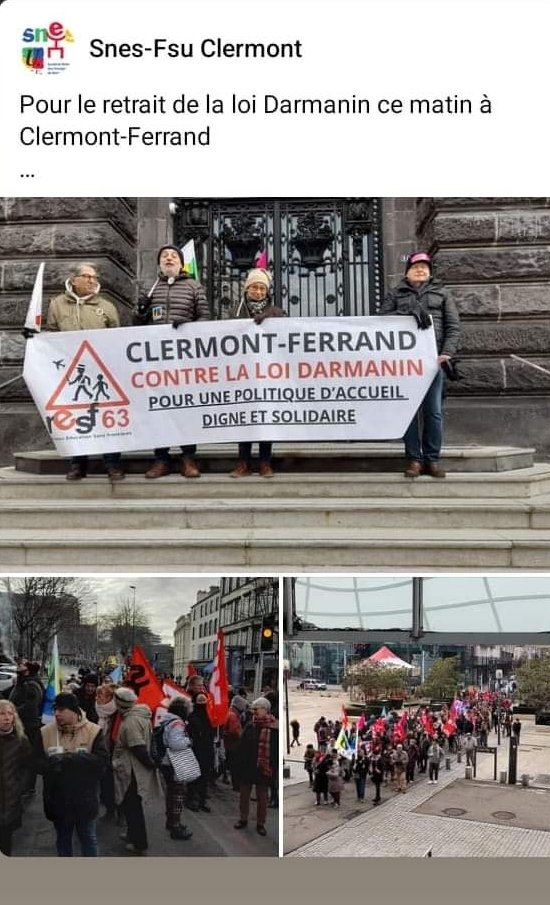 Pour le retrait de la loi asile et immigration #loidarmanin ce matin à #ClermontFerrand 
On continue dimanche 21 janvier à partir de 11h !