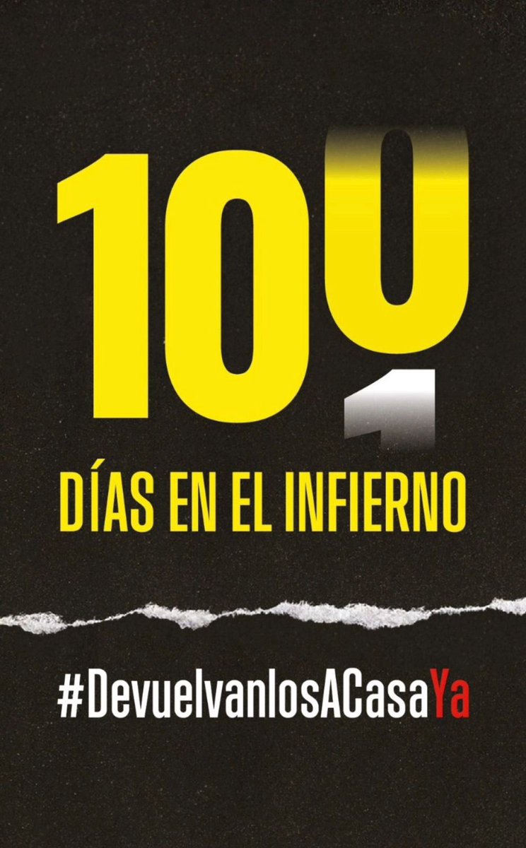 #100Dias del ataque terrorista de Hamas
#100Dias desde el horror
#100Dias de sufrimiento
#100Dias de silencio de los organismos internacionales de DDHH
#100Dias sin ellos!
#DevuelvanlosACasaYa