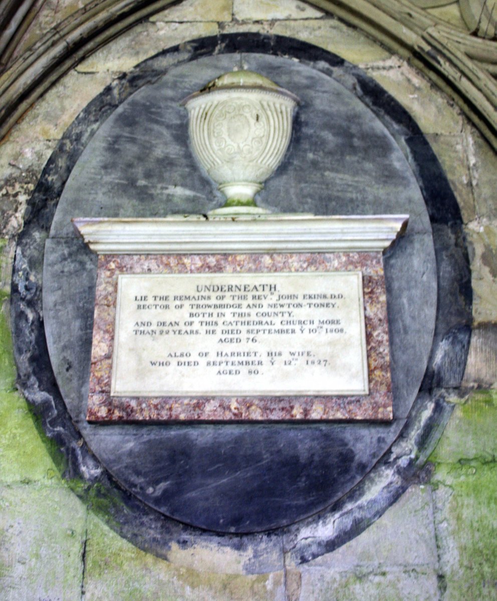 mavmaramis's tweet photo. Cathedral Church of St. Mary, Salisbury, Wiltshire. Wall tablet to Rev. John Ekins d.1808. Rector of Trowbridge and Newton Tolney. Photo: 19.09.2023. #Salisbury #Wiltshire #walltablet #monument #memorial #monumentalinscription #JohnEkins @Portaspeciosa https://t.co/vxyjv5Lqfo