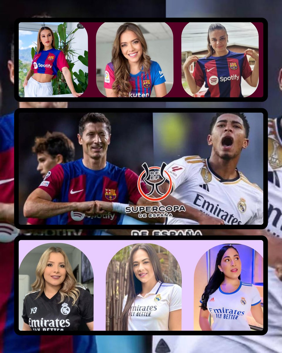 ClaudiaTorresHN's tweet photo. Duelo de periodistas deportivas por la #SupercopaDeEspana 

#TeamBarca o #TeamRealMadrid?

#TeamBarca: @sinea_david @erikawilliamshn  @ClaudiaTorresHN 

#TeamRealMadrid: @tanyarodtvc @IsabelTVC @martharios_hn https://t.co/YVQOdCGSRy