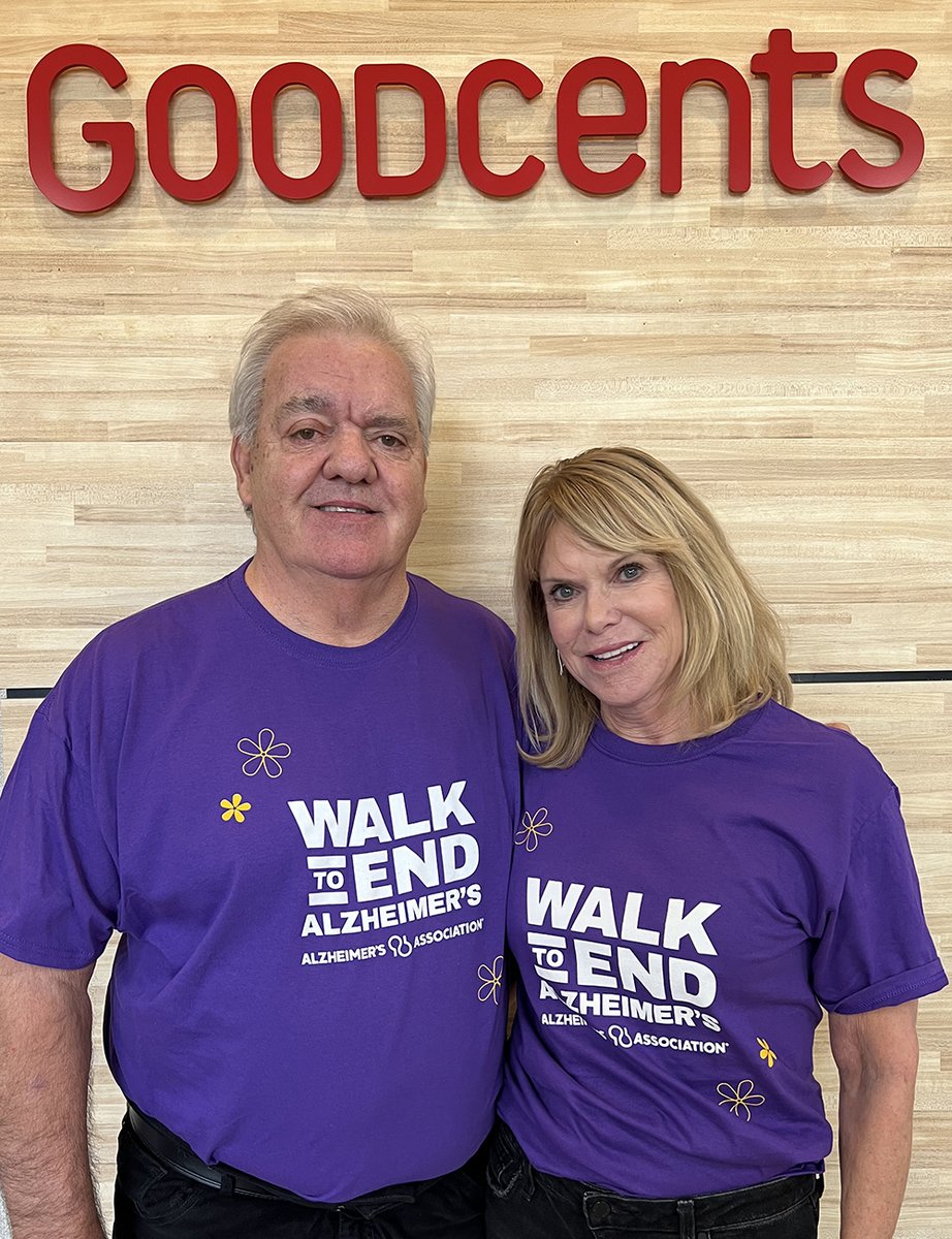 Founder and CEO of Goodcents Joe Bisogno and his wife, Laurie Bisogno Chair of the Goodcents Foundation are the 2024 Walk to End Alzheimer’s Event Co-Chairs in Kansas City. Thanks to @eatgoodcents for being the presenting sponsor. Join their efforts at alz.org/hoawalk.