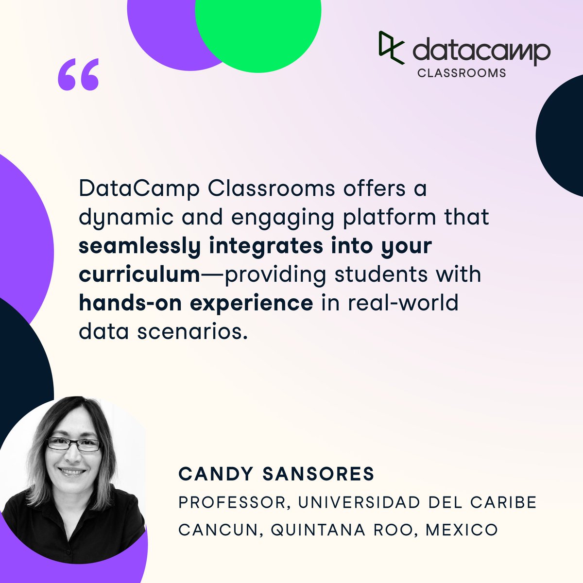 DataCamp's tweet photo. π£ Calling all teachers: Seamlessly integrate DataCamp Classrooms into your teaching to equip your students with vital data and AI skills.
Free for all teachers and students, #DCClassrooms provides free access to the world's most in-demand data and AI skills through unlimited access to the DataCamp platform.
Join educators such as Candy Sansores, Associate Professor @UcaribeOficial, who leverages DataCamp Workspace to collaborate in real-time and initiate custom data projects, such as analyzing the impact of socio-demographic factors of COVID-19 in Mexico.
πAlongside 450+ data and AI courses, you'll also get access to DataCamp Certifications (ranked #1 by Forbes), all career and skills tracks, and much more.
No credit card info is required. Apply now πΒ https://t.co/xzrj00JFGx