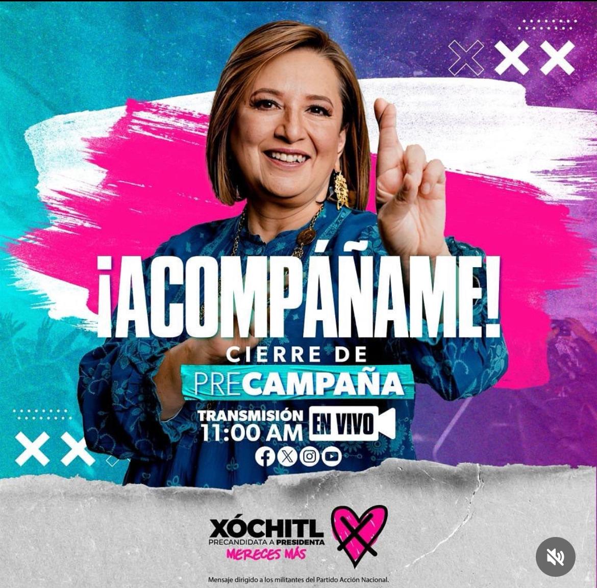 EugeniaLaraG1's tweet image. Es hoy!!!!!! 

Acompáñame a través de mis redes sociales al cierre de precampaña. 🤞

x.com/xochitlgalvez 

facebook.com/Xochitl.Galvez… 

instagram.com/xochitlgalvez

tiktok.com/@xochitlgalvezr

youtube.com/@XochitlGalvezR

🇲🇽🩷🤞

#FuerteComoTu
#XochitlGalvezPresidenta