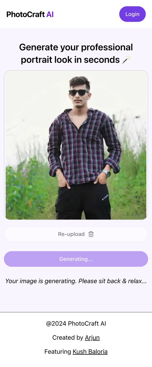 iarjunbharti's tweet image. made a simple AI photo generator, replicate is a great platform to self-host AI models
need to add
- auth
- pricing
- rate limiting
and we are sorted ✔️
will be live next weekend :)
weekdays are packed
#weekendhack #photoCraftAI