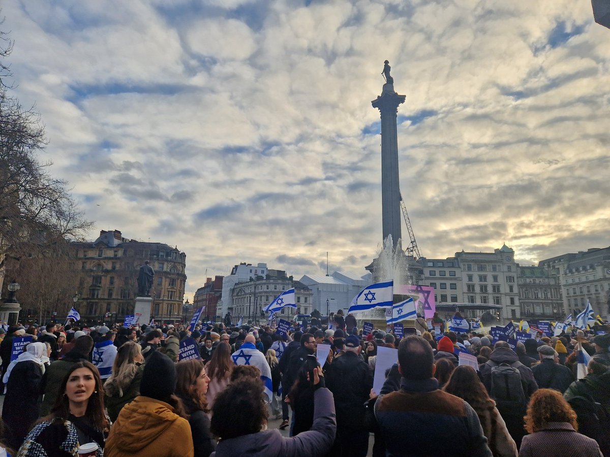 Standing with British Jews in Trafalgar Square.