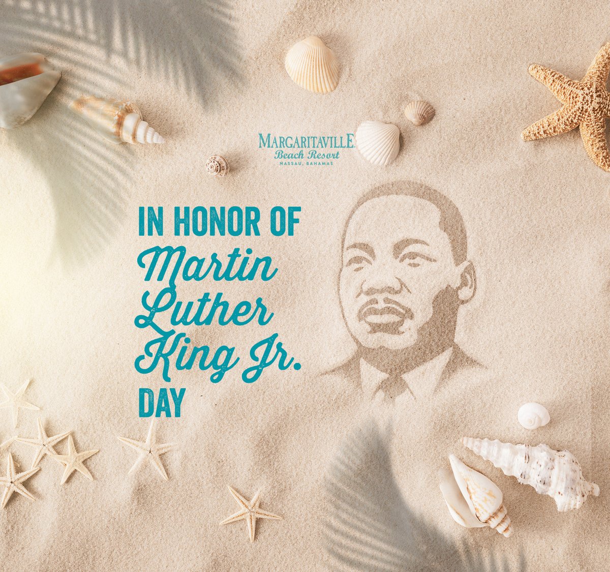 MBRNassau's tweet photo. Honoring the dream that unites us all. Warm wishes on Martin Luther King Jr. Day from Margaritaville. Together, let's toast to a world filled with kindness, compassion, and understanding. https://t.co/HD4Dk1gyLf
