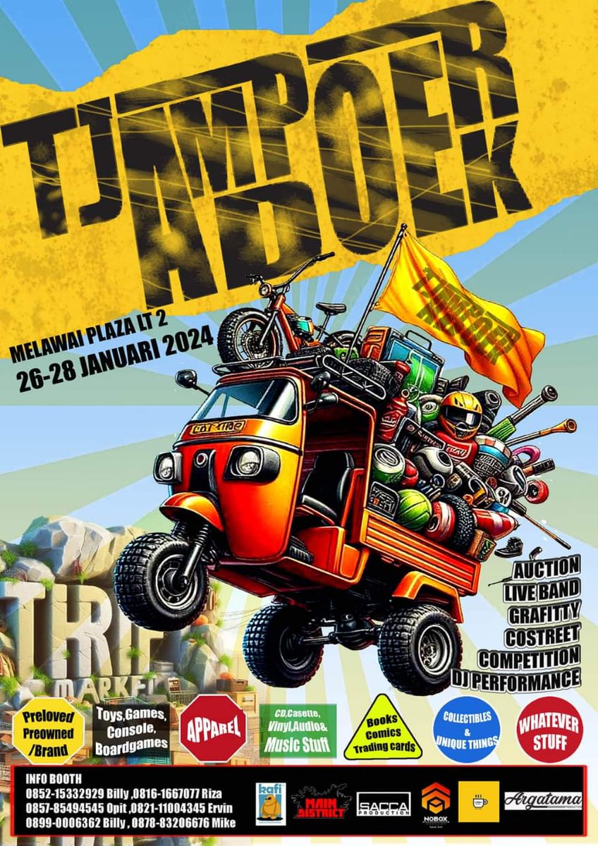 KAFI_Jkt's tweet photo. Acara seru
#TJAMPOERADOEKfest
Melawai Plaza Lt 2
Blok M ,JakSel.26-28 Januari 2024 https://t.co/woRyJlAyGK