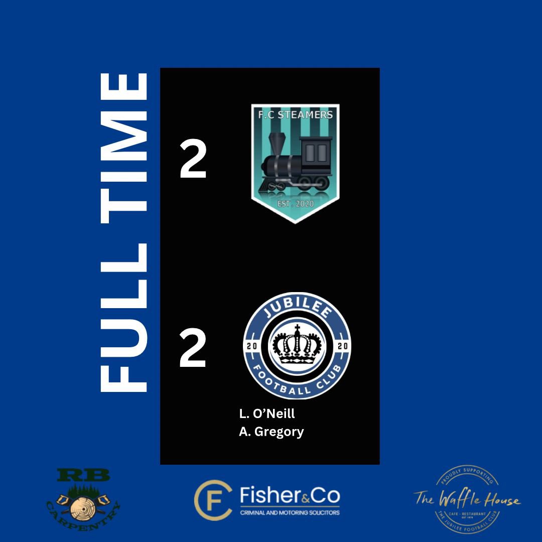 🔵⚫️ FULL TIME ⚫️🔵 If you could bet on our games with @FCSteamers then BTTS is always a banker. We let a 2 goal lead slip and end up conceding a last minute equaliser to draw 2-2 We missed lots of chances and were deservedly made to pay Goals from Greggo and Luke Mom - Will